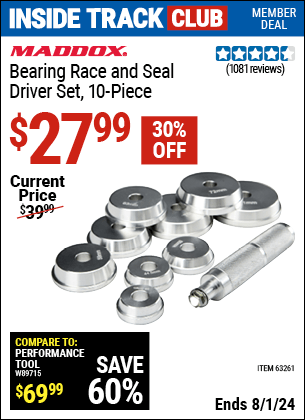 Harbor Freight Coupons, HF Coupons, 20% off - 10 Piece Bearing Race And Seal Driver Set