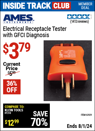 Harbor Freight Coupons, HF Coupons, 20% off - Electrical Receptacle Tester With Gfci Diagnosis