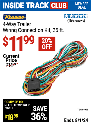 Harbor Freight Coupons, HF Coupons, 20% off - Four-way Trailer Wiring Connection Kit