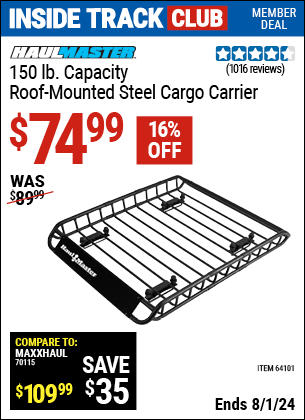 Harbor Freight Coupons, HF Coupons, 20% off - 150 Lb. Roof Cargo Carrier