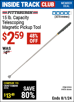 Harbor Freight Coupons, HF Coupons, 20% off - 15 lb. Capacity Telescoping Magnetic Pickup Tool