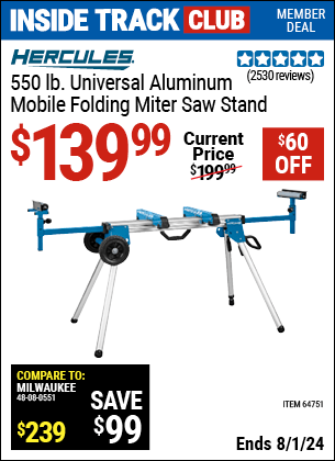 Harbor Freight Coupons, HF Coupons, 20% off - Hercules Heavy Duty Mobile Miter Saw Stand