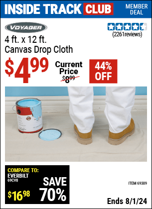Harbor Freight Coupons, HF Coupons, 20% off - 4 Ft. X 12 Ft. Canvas Drop Cloth