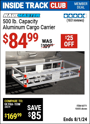 Harbor Freight Coupons, HF Coupons, 20% off - 500 Lb. Capacity Aluminum Cargo Carrier