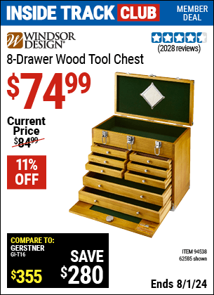 Harbor Freight Coupons, HF Coupons, 20% off - 8 Drawer Wood Tool Chest
