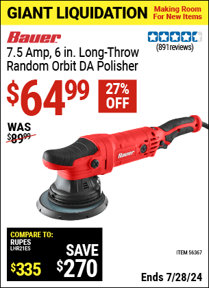 Harbor Freight Coupons, HF Coupons, 20% off - Corded 20mm Long-Throw Random Orbit 6 in. DA Polisher