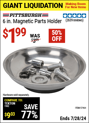 Harbor Freight Coupons, HF Coupons, 20% off - 6 in. Magnetic Parts Holder
