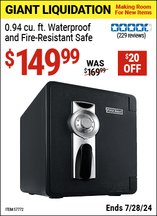 Harbor Freight Coupons, HF Coupons, 20% off - 0.94 cu. ft. Waterproof and Fire Resistant Safe