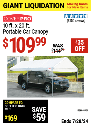 Harbor Freight Coupons, HF Coupons, 20% off - 10 Ft X 20 Ft Car Canopy