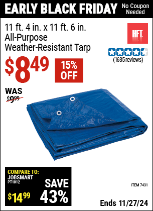 Harbor Freight Coupons, HF Coupons, 20% off - HFT 11 ft. 4 in. x 11 ft. 6 in. Blue All Purpose/Weather Resistant Tarp 