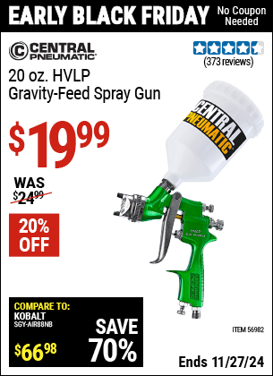 Harbor Freight Coupons, HF Coupons, 20% off - 20 oz. HVLP Gravity Feed Spray Gun