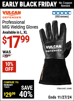 Harbor Freight Coupons, HF Coupons, 20% off - Vulcan Professional Mig Welding Gloves