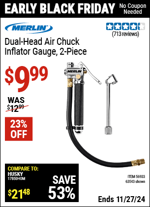 Harbor Freight Coupons, HF Coupons, 20% off - 2 Piece Dual Head Air Chuck Inflator Gauge