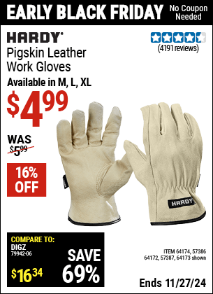 Harbor Freight Coupons, HF Coupons, 20% off - Pigskin Leather Work Gloves