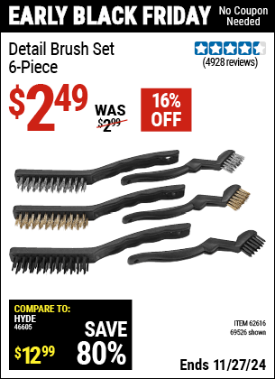 Harbor Freight Coupons, HF Coupons, 20% off - 6 Piece Detail Brush Set