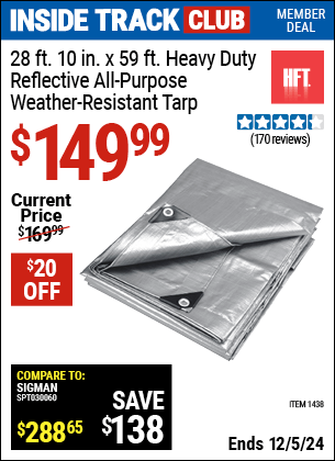 Harbor Freight Coupons, HF Coupons, 20% off - HFT 28 ft. 10 in. x 59 ft. Silver/Heavy Duty Reflective All Purpose/Weather Resistant Tarp 