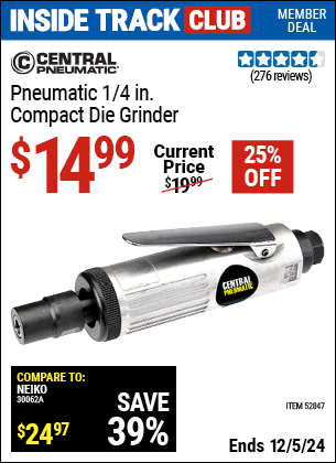 Harbor Freight Coupons, HF Coupons, 20% off - Pneumatic 1/4 in. Compact Die Grinder