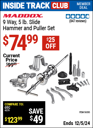 Harbor Freight Coupons, HF Coupons, 20% off - Maddox 9 Way, 5 Lb. Slide Hammer Puller Set