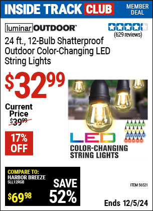 Harbor Freight Coupons, HF Coupons, 20% off - 24 Ft., 12 Bulb Color Changing Led Outdoor Linkable String Lights