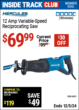 Harbor Freight Coupons, HF Coupons, 20% off - 12 Amp Variable Speed Reciprocating Saw