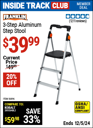 Harbor Freight Coupons, HF Coupons, 20% off - 3 Step Aluminum Step Stool