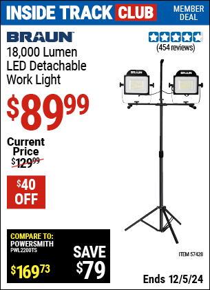 Harbor Freight Coupons, HF Coupons, 20% off - 18,000 Lumen LED Detachable Work Light