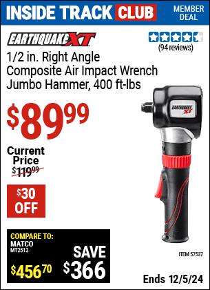 Harbor Freight Coupons, HF Coupons, 20% off - 1/2 in. Composite Xtreme Torque Right Angle Air Impact Wrench