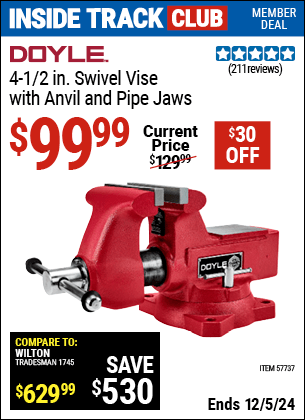 Harbor Freight Coupons, HF Coupons, 20% off - 4 in. Swivel Vise with Anvil  and Pipe Jaws