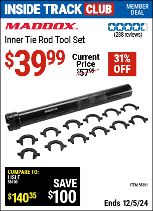 Harbor Freight Coupons, HF Coupons, 20% off - MADDOX Inner Tie Rod Tool Set 