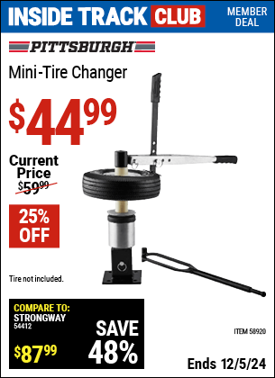 Harbor Freight Coupons, HF Coupons, 20% off - PITTSBURGH Mini-Tire Changer for $44.99