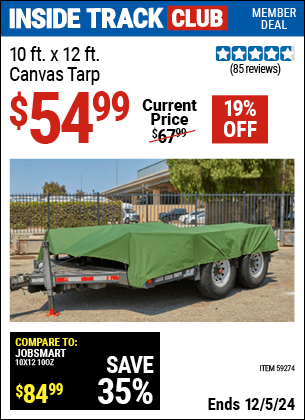 Harbor Freight Coupons, HF Coupons, 20% off - 10 ft. x 12 ft. Canvas Tarp for $54.99