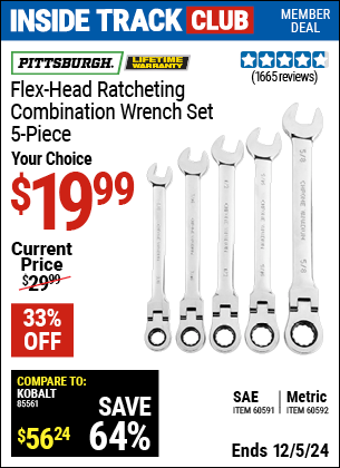 Harbor Freight Coupons, HF Coupons, 20% off - 5 Piece Flex-head Combo Wrench Sets