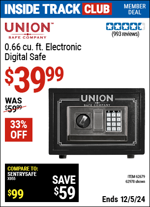 Harbor Freight Coupons, HF Coupons, 20% off - UNION SAFE COMPANY 0.71 cu. ft. Electronic Digital Safe for $49.99