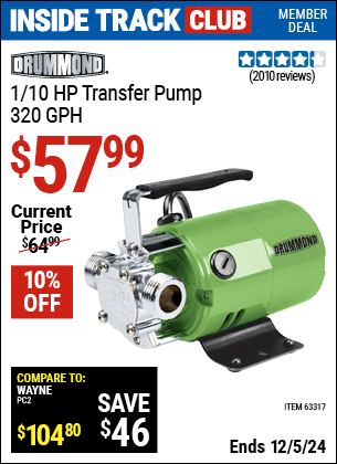 Harbor Freight Coupons, HF Coupons, 20% off - 1/10 Hp Transfer Pump