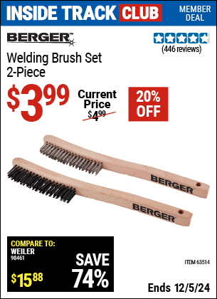 Harbor Freight Coupons, HF Coupons, 20% off - 2 Piece Welding Brush Set