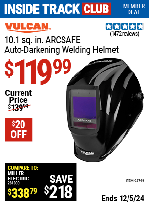 Harbor Freight Coupons, HF Coupons, 20% off - Vulcan Arcsafe Auto-darkening Welding Helmet