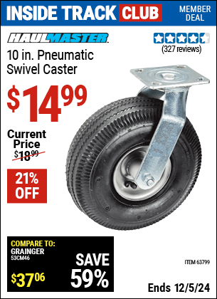 Harbor Freight Coupons, HF Coupons, 20% off - 10 in. Pneumatic Swivel Caster