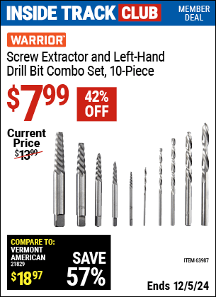 Harbor Freight Coupons, HF Coupons, 20% off - Warrior 12 Piece Screw Extractor Set