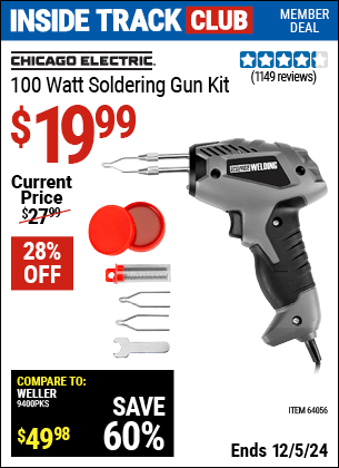 Harbor Freight Coupons, HF Coupons, 20% off - Chicago Electric Welding 100 Watt Soldering Gun Kit