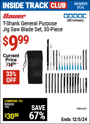 Harbor Freight Coupons, HF Coupons, 20% off - 30 Piece T-shank All Purpose Jigsaw Blade Assortment