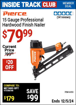 Harbor Freight Coupons, HF Coupons, 20% off - Pierce 15 Gauge Finish Nailer