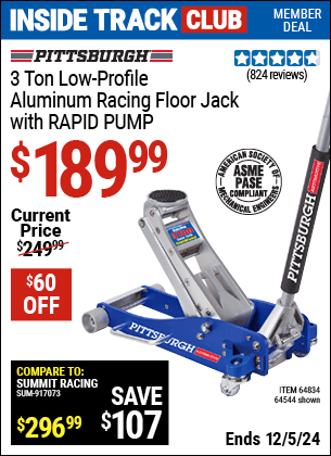 Harbor Freight Coupons, HF Coupons, 20% off - 3 ton Aluminum Rapid Pumpxc2xae Racing Floor Jack