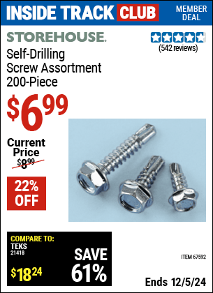 Harbor Freight Coupons, HF Coupons, 20% off - 200 Piece Self-drilling Screw Assortment