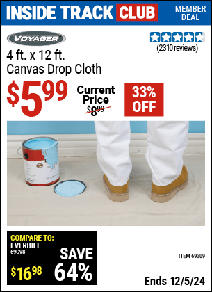 Harbor Freight Coupons, HF Coupons, 20% off - 4 Ft. X 12 Ft. Canvas Drop Cloth