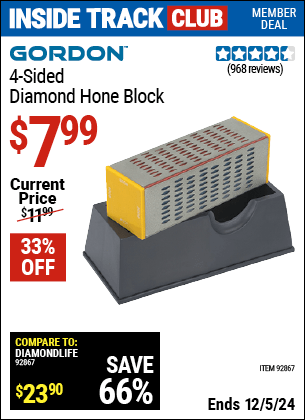 Harbor Freight Coupons, HF Coupons, 20% off - 4-sided Diamond Hone Block