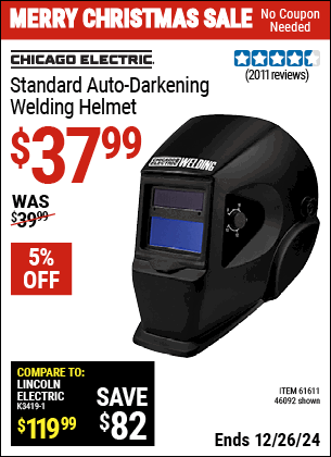 Harbor Freight Coupons, HF Coupons, 20% off - Adjustable Shade Auto-darkening Welding Helmet