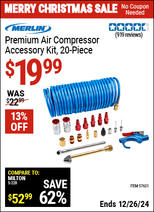 Harbor Freight Coupons, HF Coupons, 20% off - Premium Air Compressor Accessory Kit, 20 Pc.