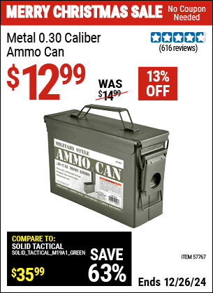 Harbor Freight Coupons, HF Coupons, 20% off - Metal 0.30 Caliber Ammo Can