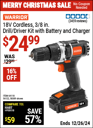 Harbor Freight Coupons, HF Coupons, 20% off - 18 Volt Lithium Cordless 3/8