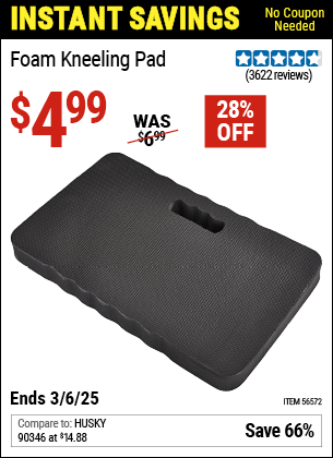 Harbor Freight Coupons, HF Coupons, 20% off - Heavy Duty Foam Kneeling Pad for $3.99